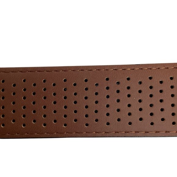 Pebble Beach Mens 40 Leather Golf Belt Perforated Design & Silver Buckle - Picture 8 of 10